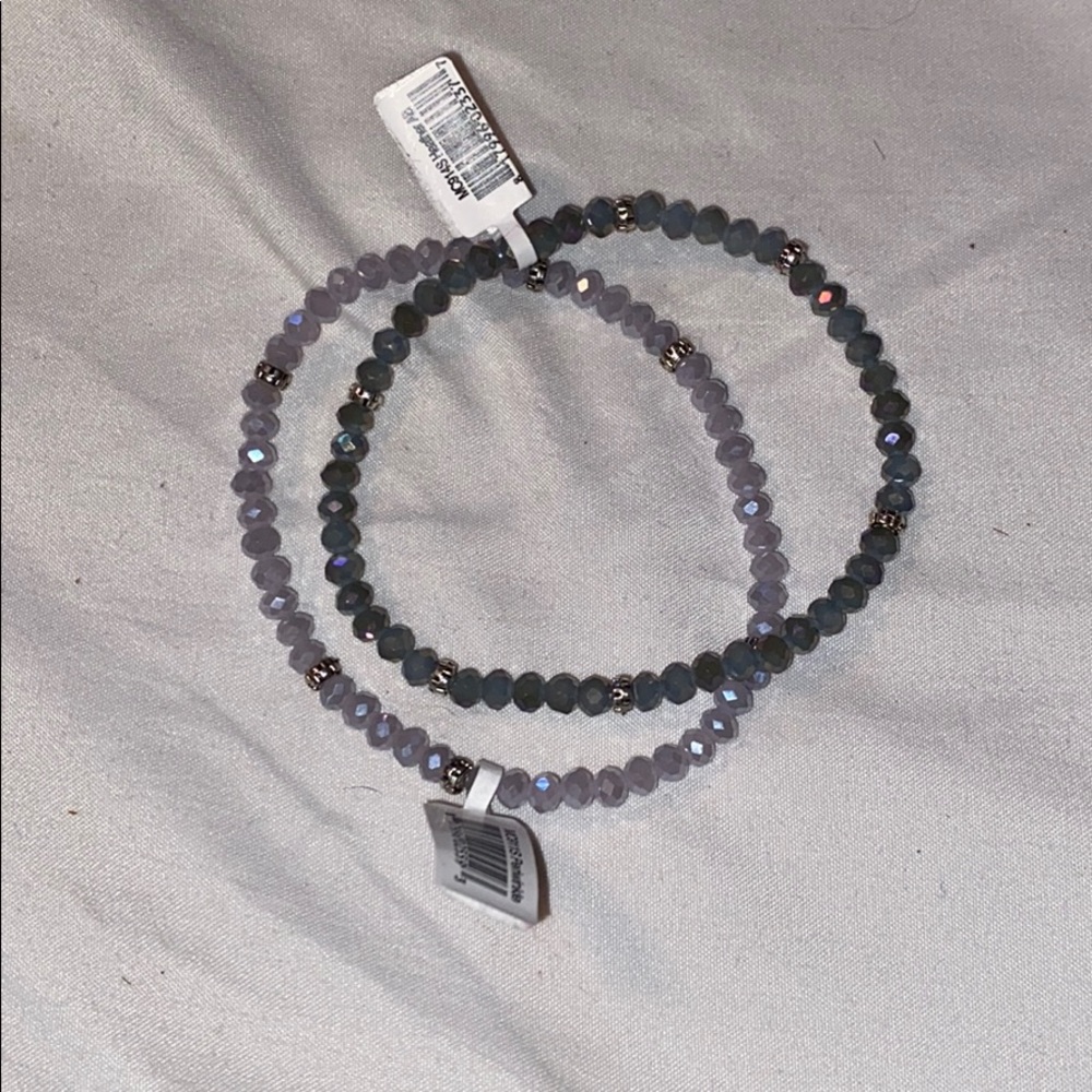 Grey & periwinkle Iridescent stretchy bracelets